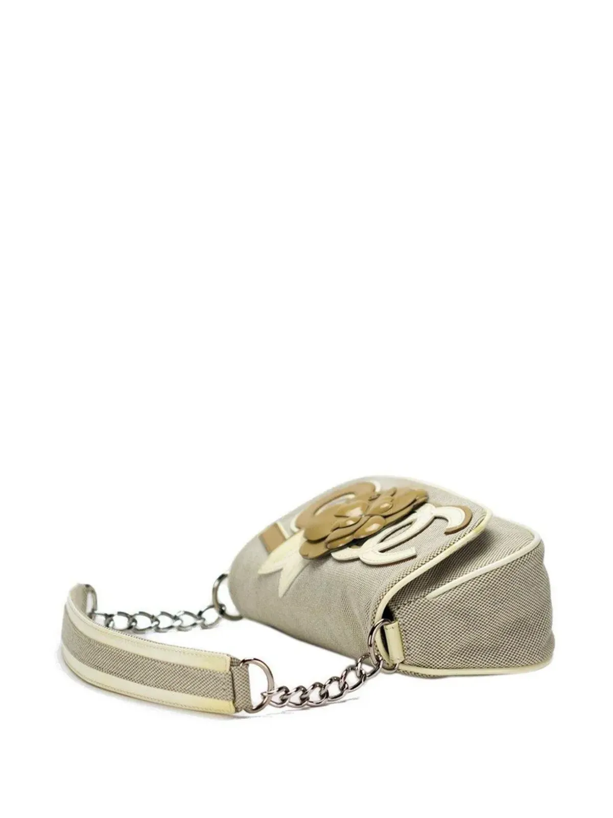 CHANEL ビンテージ 2005年 小さめ カメリア フラップ ショルダーバッグ - ベージュ系 - 画像4