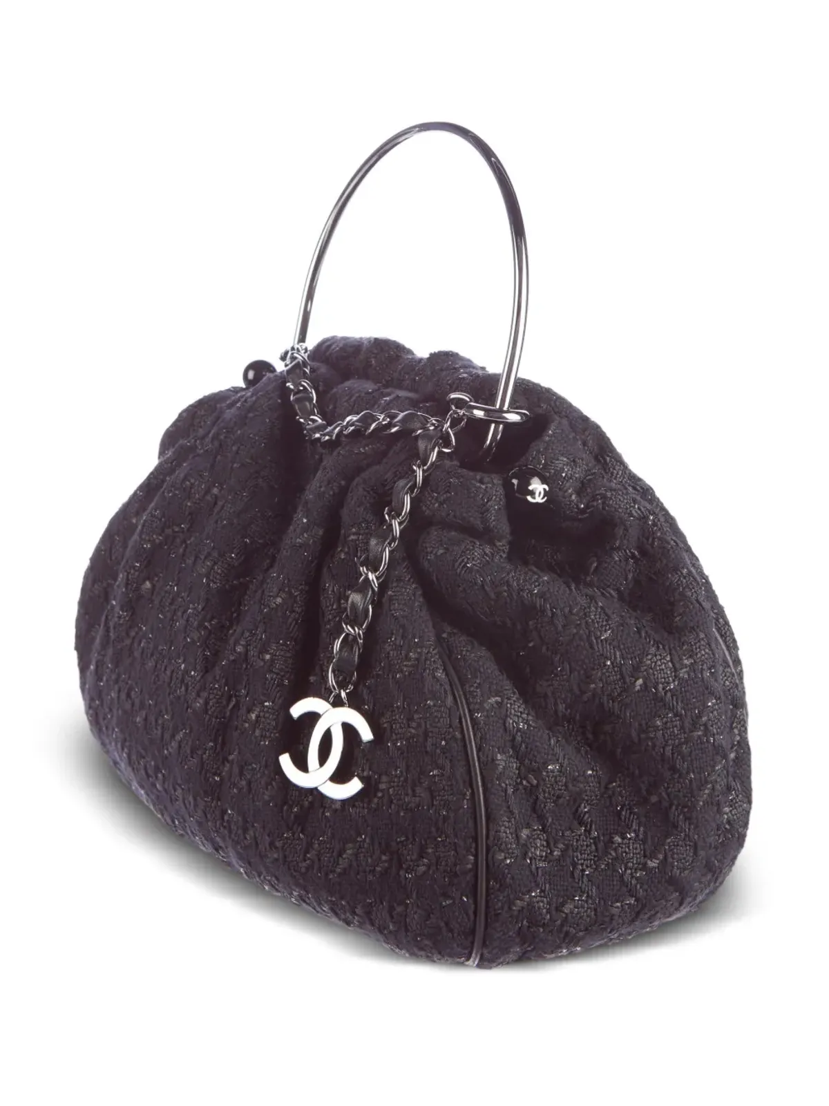CHANEL ビンテージ 2005年製 CCツイード トートバッグ - ブラック - 画像3
