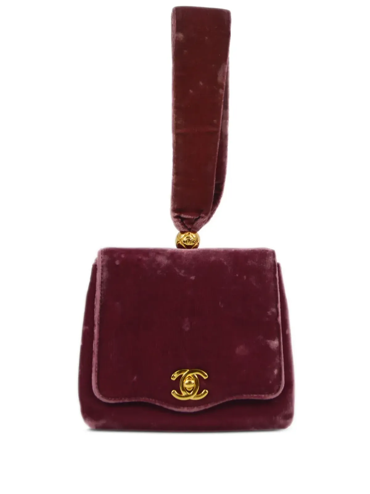 CHANEL ビンテージ 1990-2000年代 CCターンロック ベルベット クラッチバッグ ピンク - 画像1