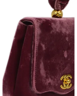 CHANEL ビンテージ 1990-2000年代 CCターンロック ベルベット クラッチバッグ ピンク - サムネイル3