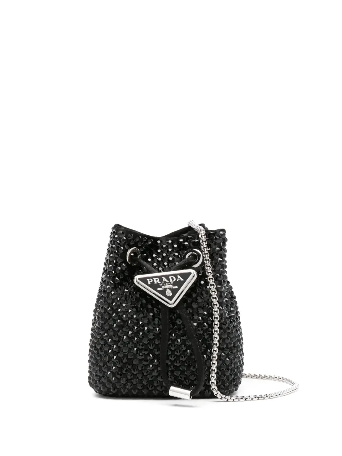 Prada ラインストーン付きサテンミニバッグ ブラック - 画像1