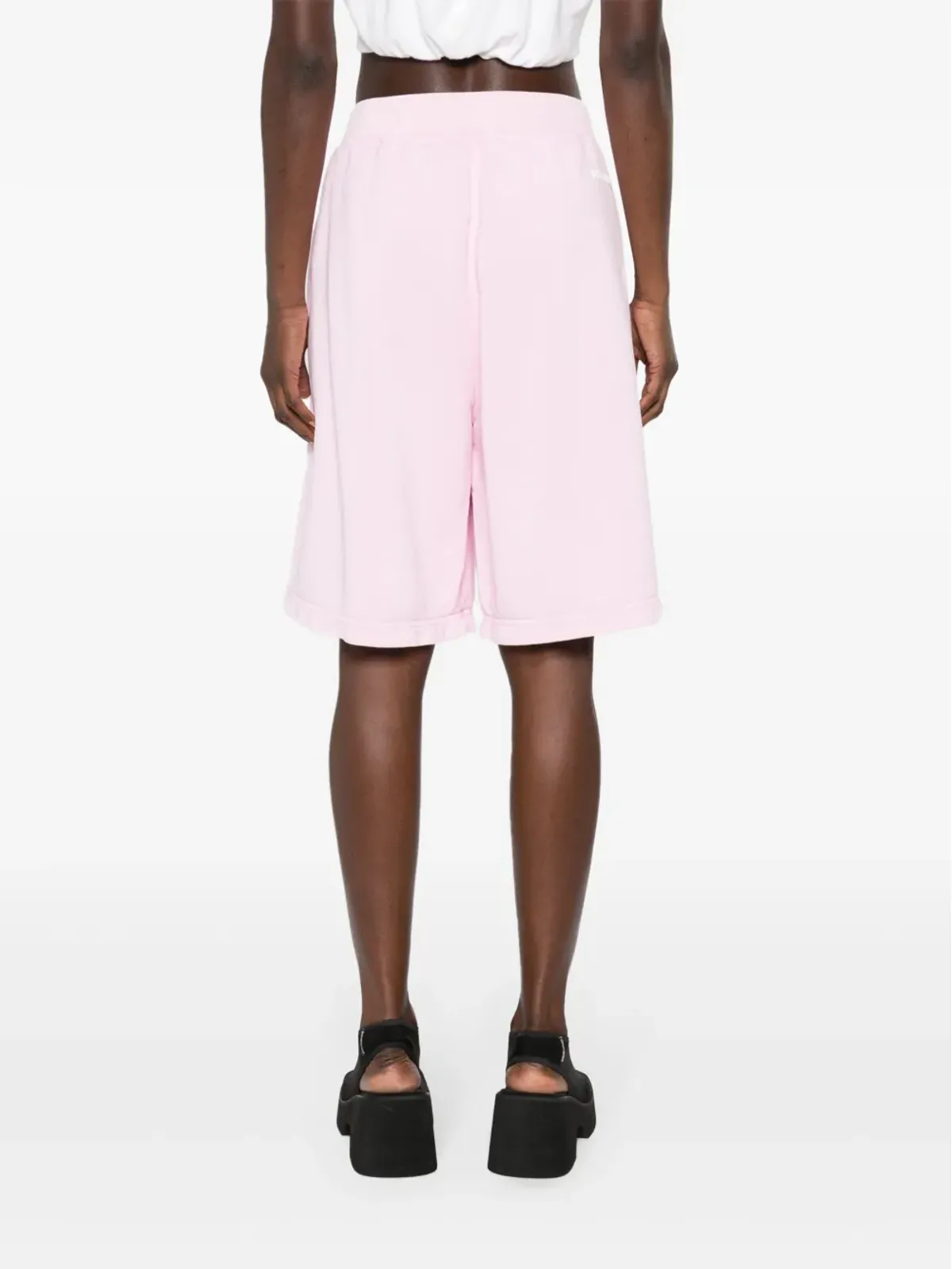DSQUARED2 ラバー加工ロゴ コットンショーツ ピンク - 画像4