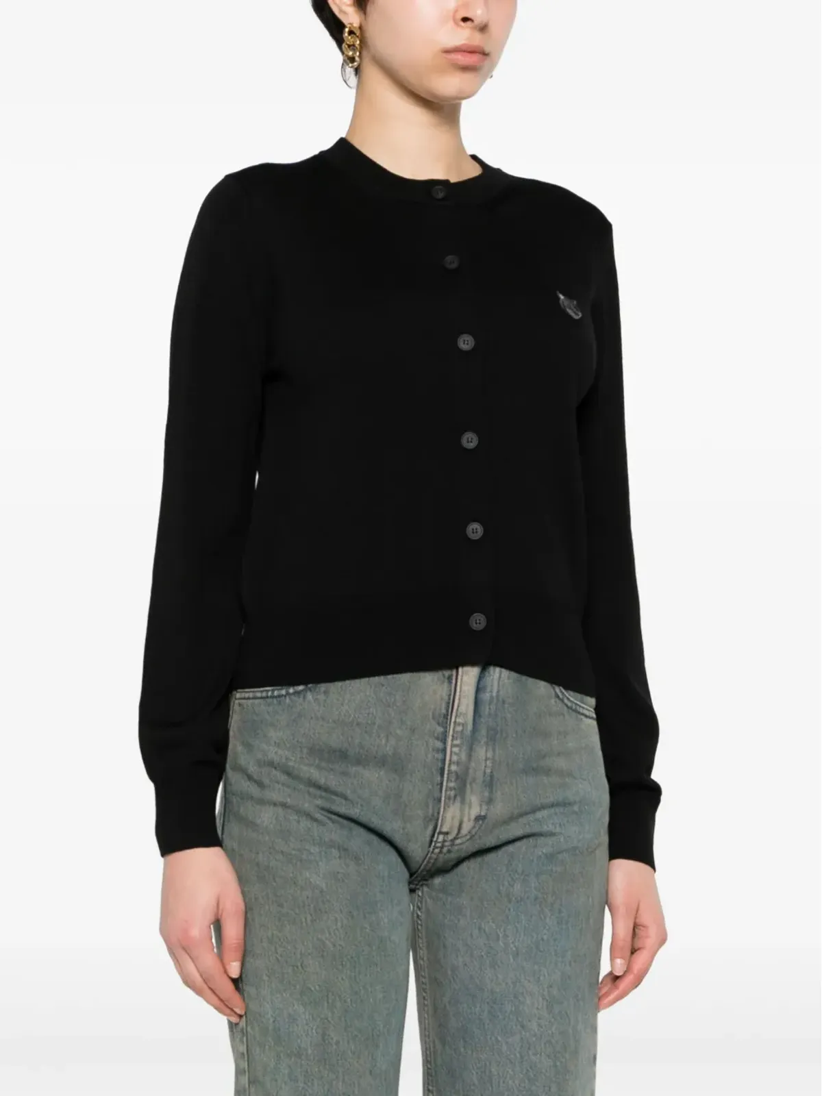 Maison Kitsuné ボールドフォックス ウール カーディガン ブラック - 画像3