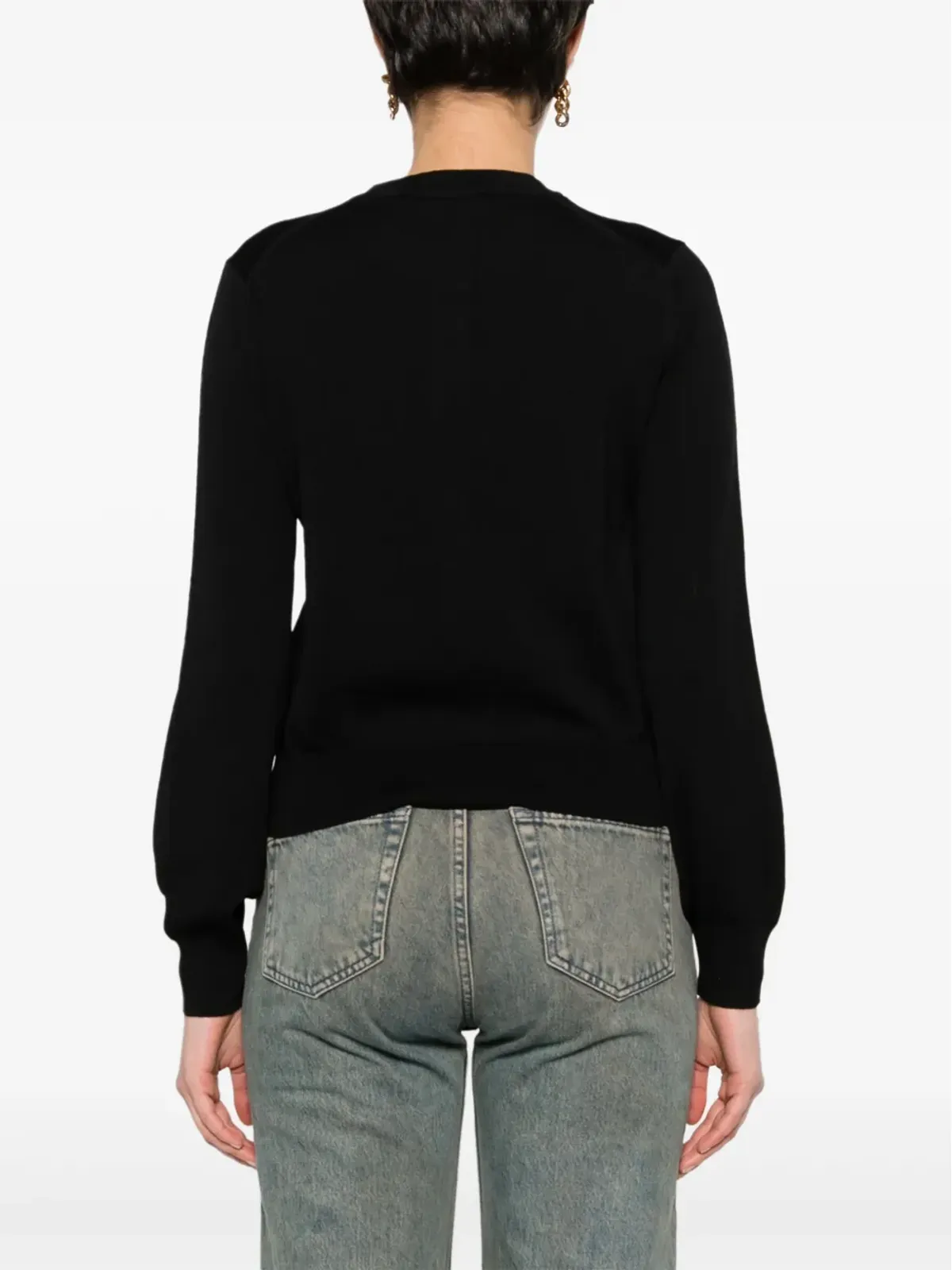Maison Kitsuné ボールドフォックス ウール カーディガン ブラック - 画像4
