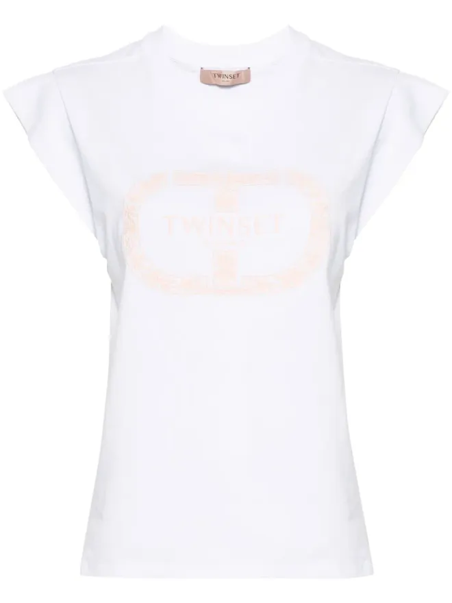 TWINSET TWINSET 刺繍ロゴ入りノースリーブTシャツ - ホワイトの商品画像