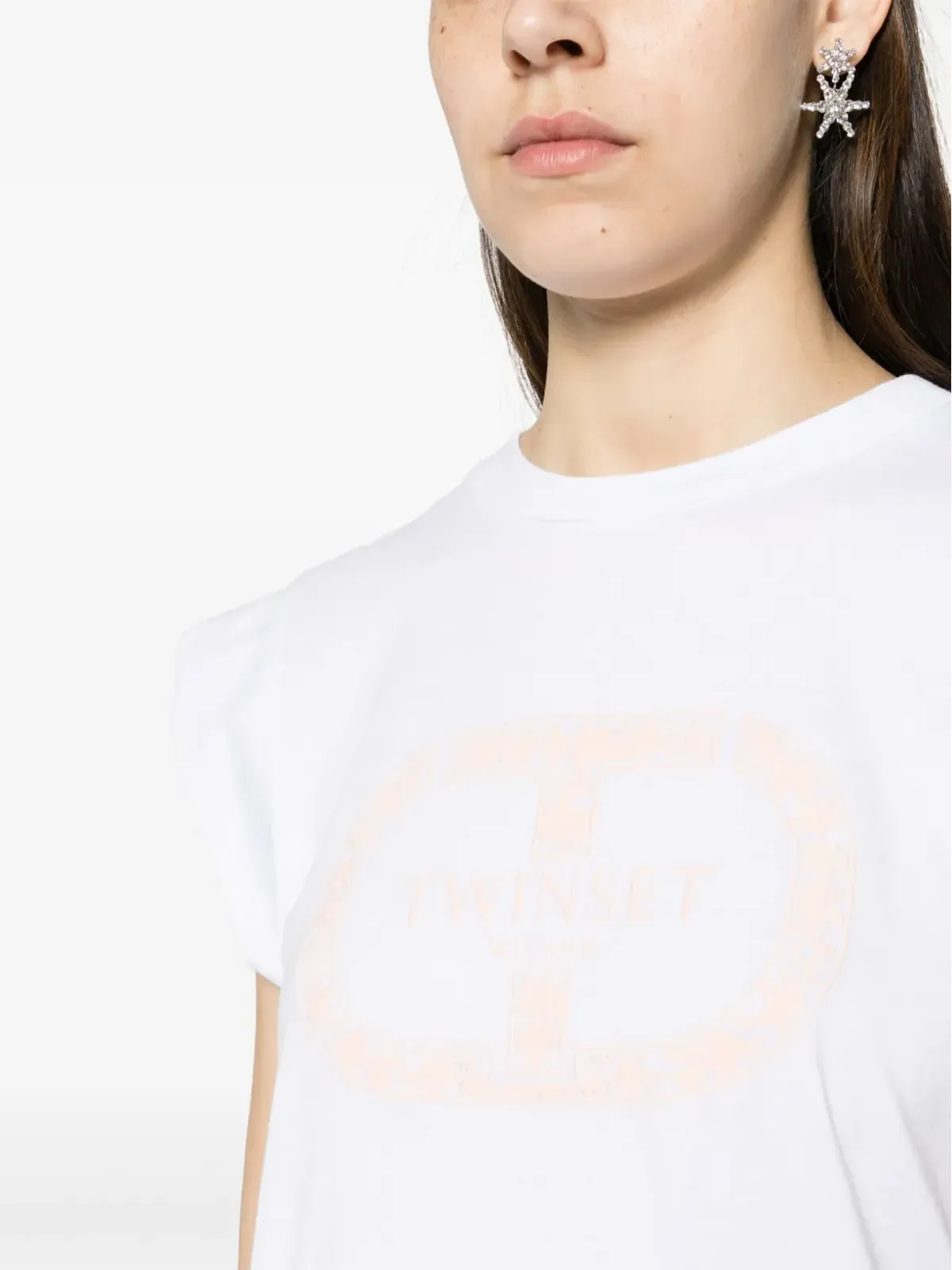 TWINSET 刺繍ロゴ入りノースリーブTシャツ - ホワイト - 画像5