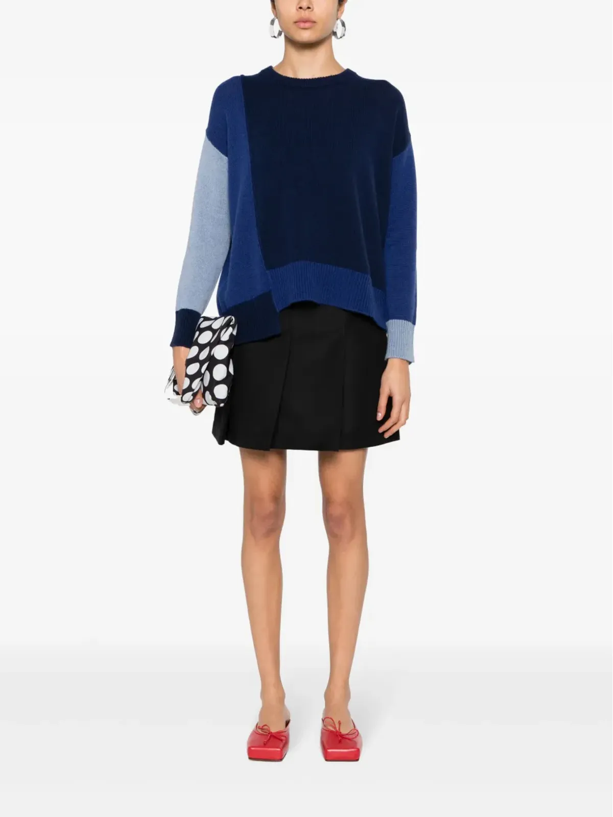 Marni プリーツ入りコットンスカート ブラック - 画像2