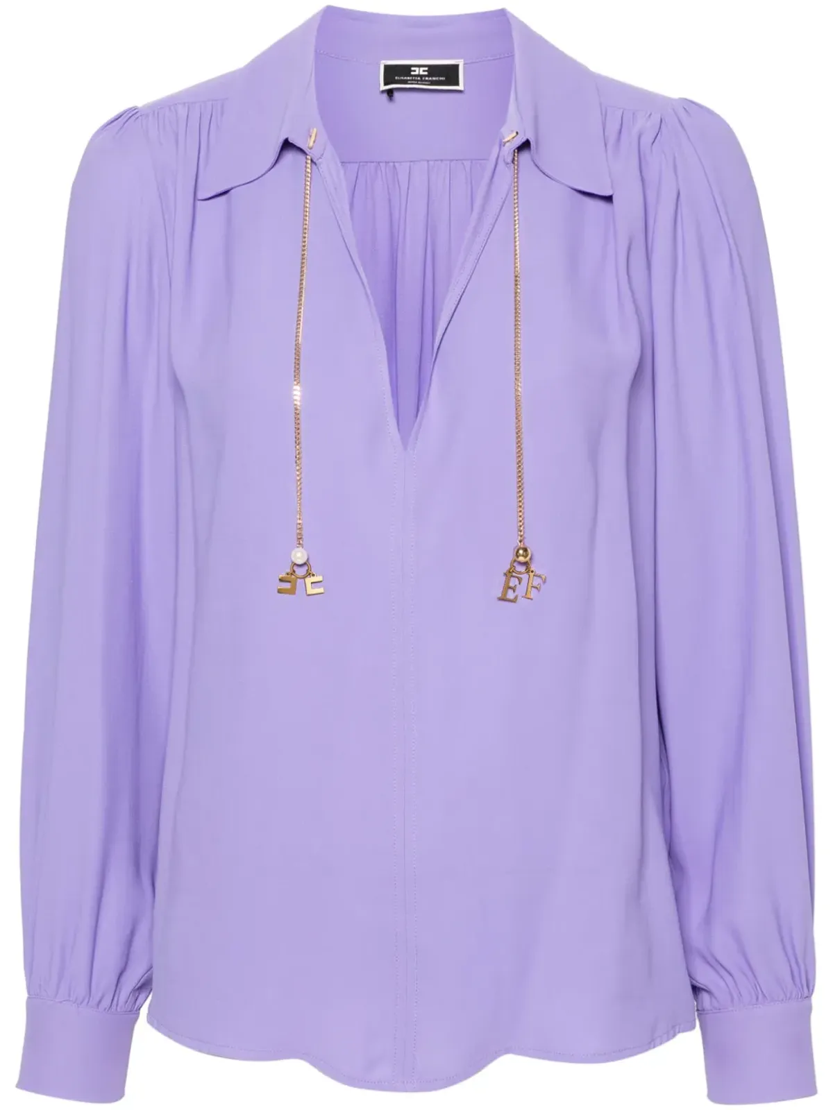 Elisabetta Franchi ロゴプリント ジョージェット ブラウス - パープル - 画像1