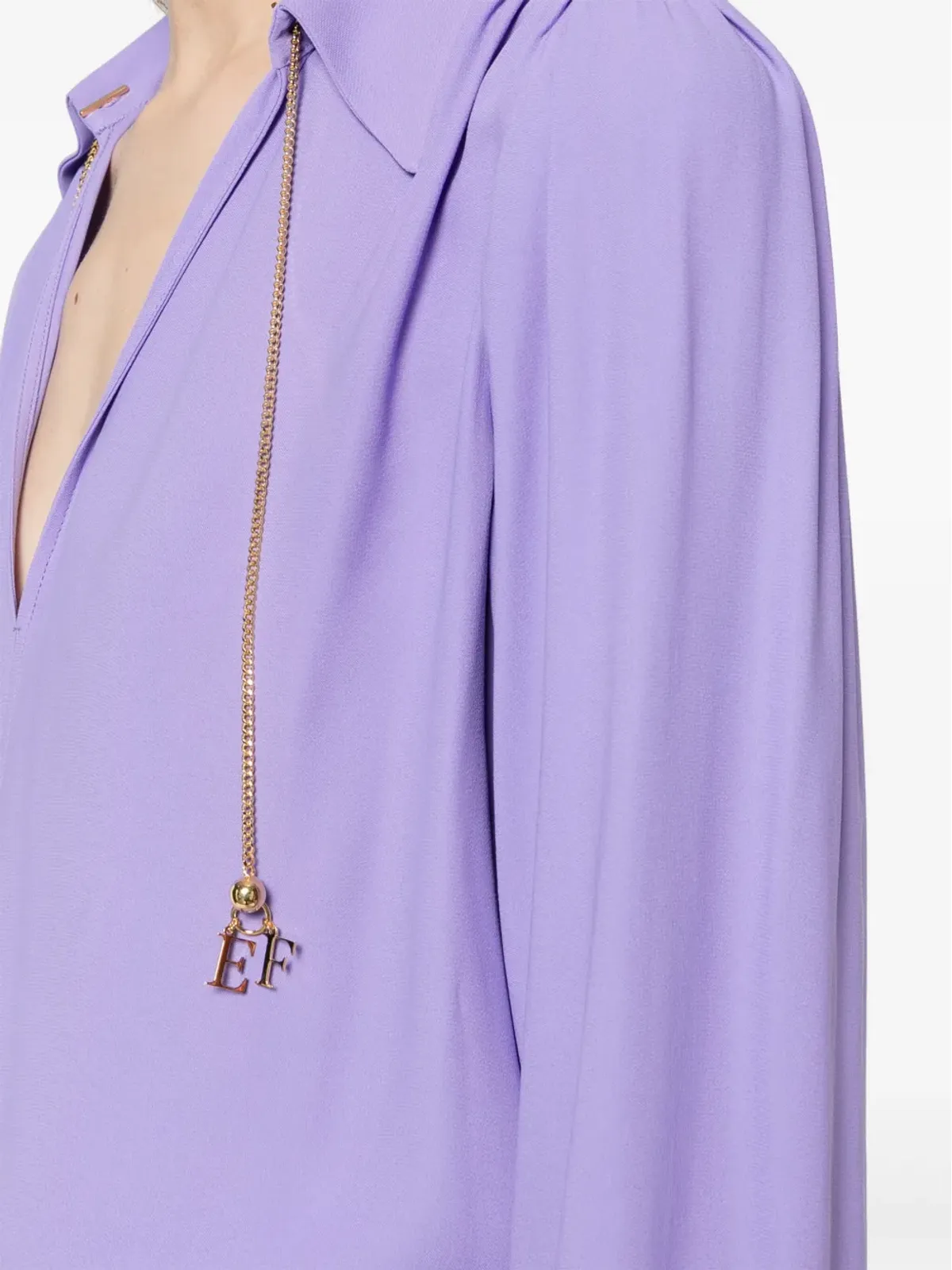 Elisabetta Franchi ロゴプリント ジョージェット ブラウス - パープル - 画像5