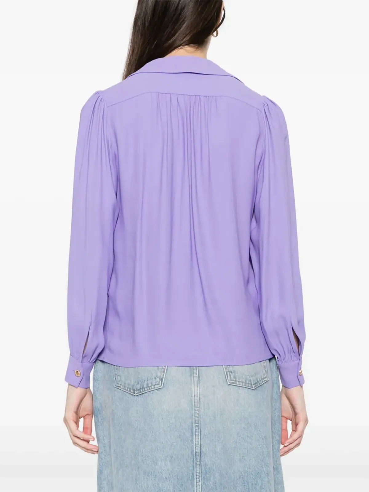 Elisabetta Franchi ロゴプリント ジョージェット ブラウス - パープル - 画像4