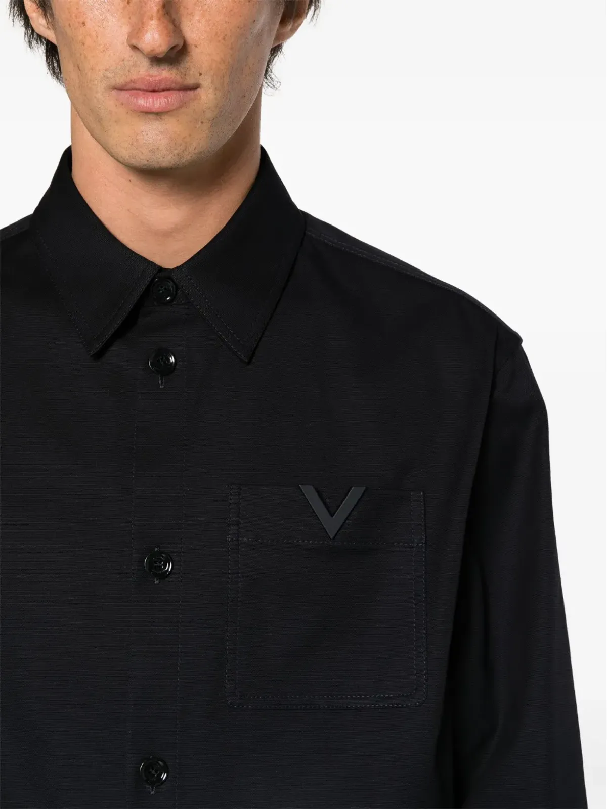 Valentino Garavani Vロゴ キャンバス シャツ ブルー - 画像5