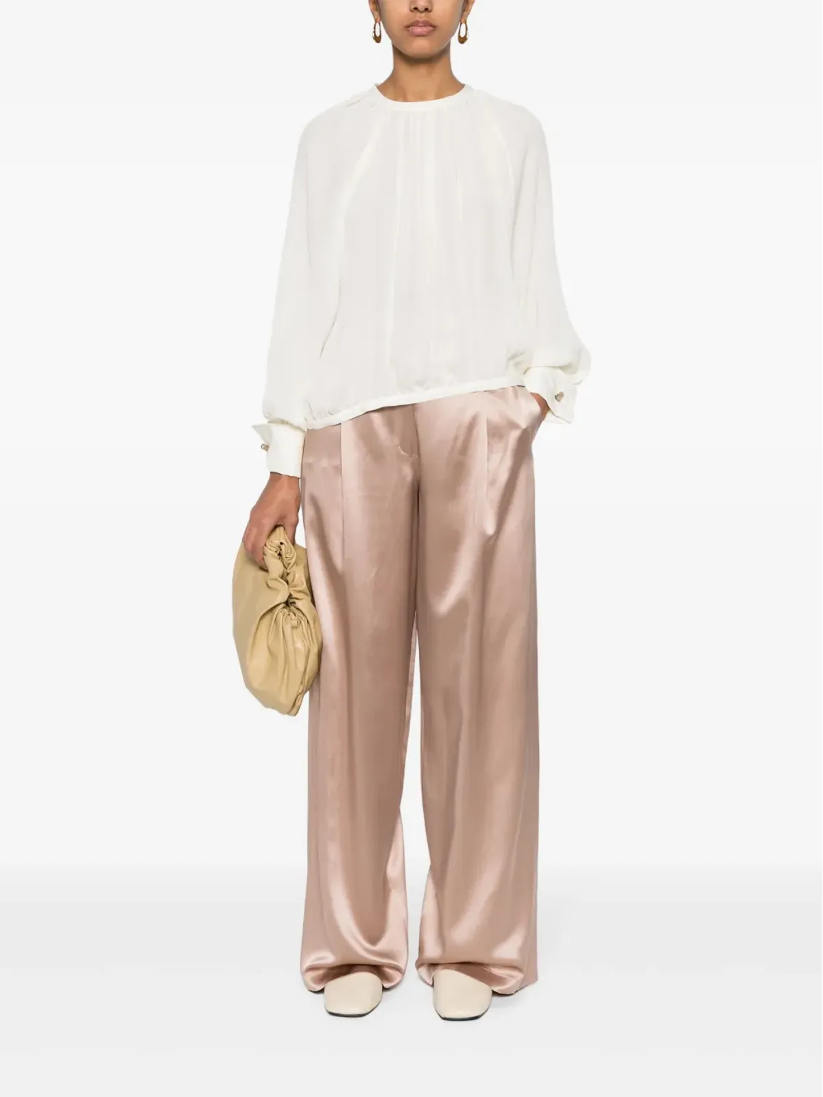 Max Mara フィエスタ ワイドレッグ シルクパンツ - ニュートラルカラー - 画像2