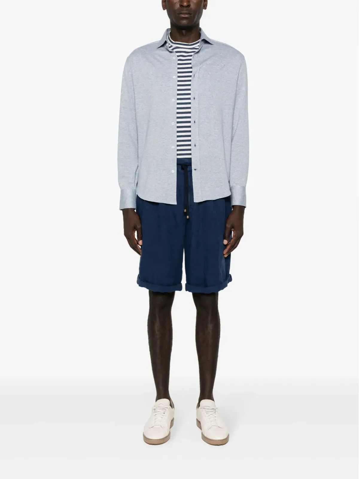 Brunello Cucinelli メランジリブシャツ - ブルー - 画像2