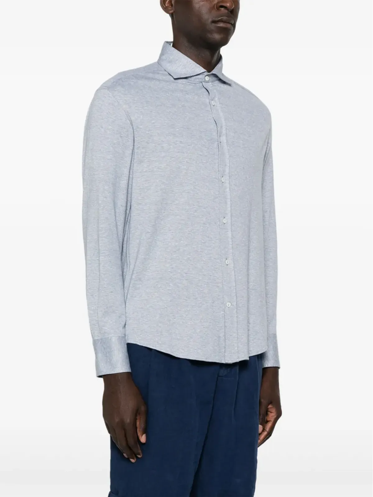 Brunello Cucinelli メランジリブシャツ - ブルー - 画像3