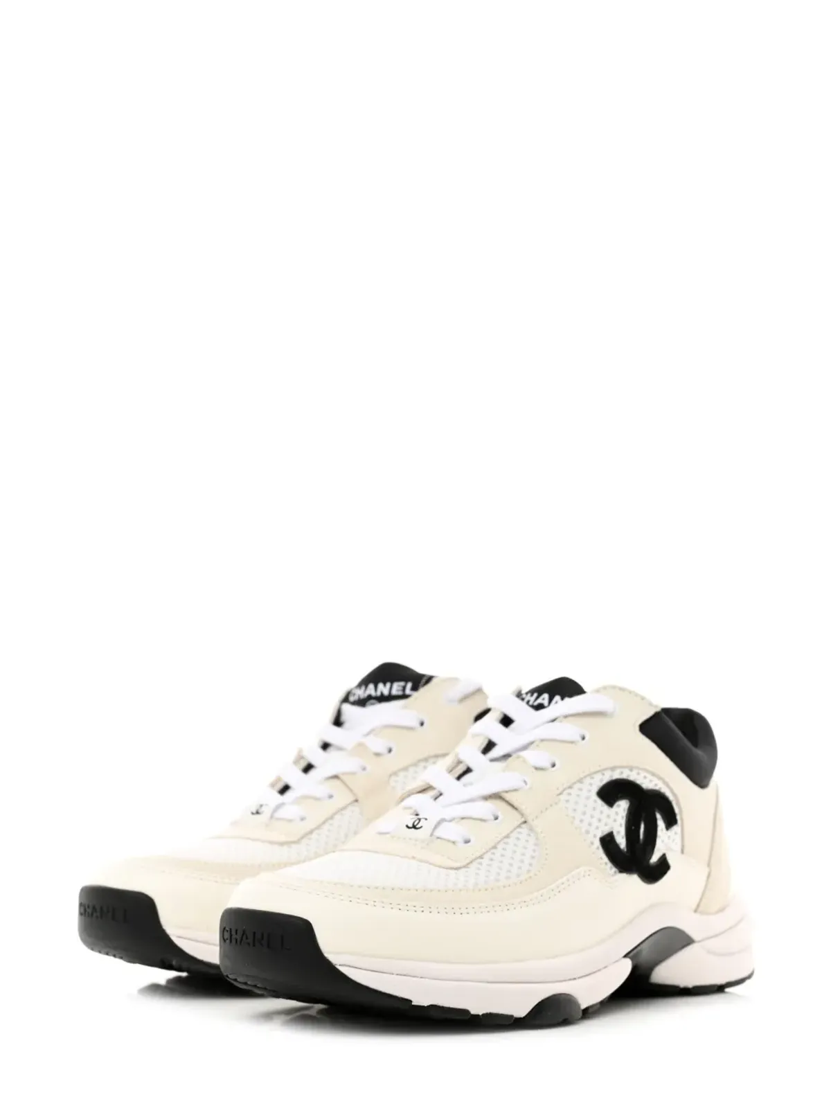 CHANEL ビンテージ CCスエードレースアップスニーカー - ホワイト - 画像2