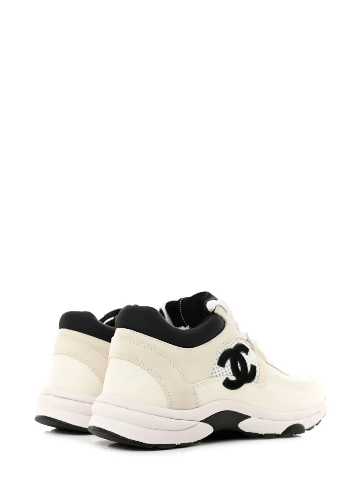 CHANEL ビンテージ CCスエードレースアップスニーカー - ホワイト - 画像3