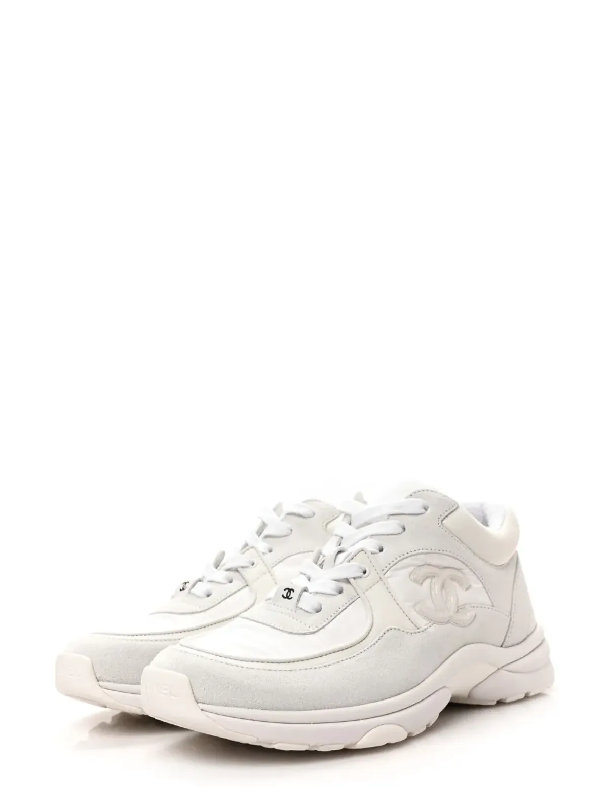 CHANEL ビンテージ CCスエードパネルドスニーカー - ホワイト - 画像2