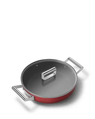 Smeg low stainless-steel saucepan (28cm) - Red - サムネイル2