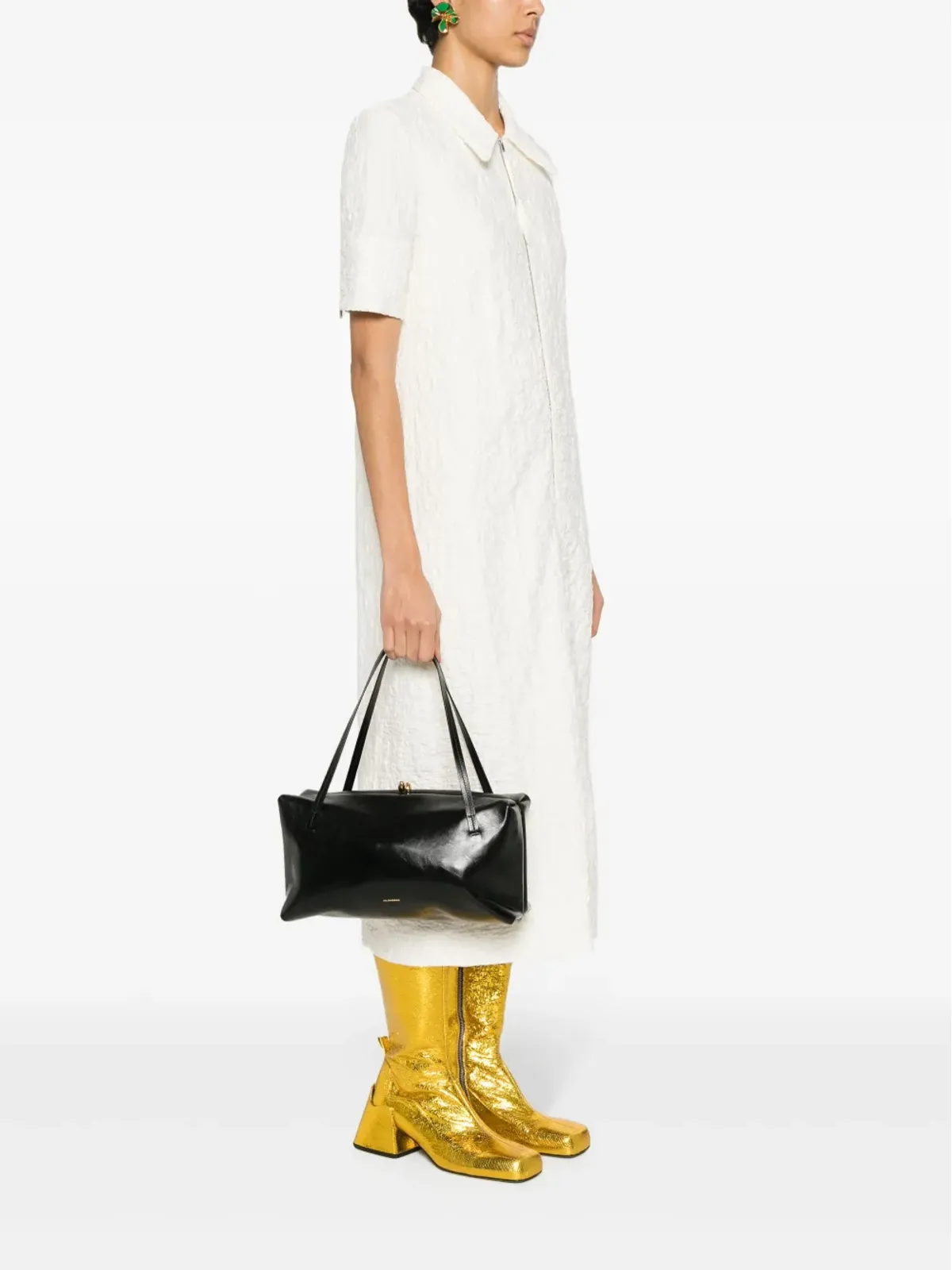 Jil Sander Goji レザー ショルダーバッグ - ブラック - 画像2