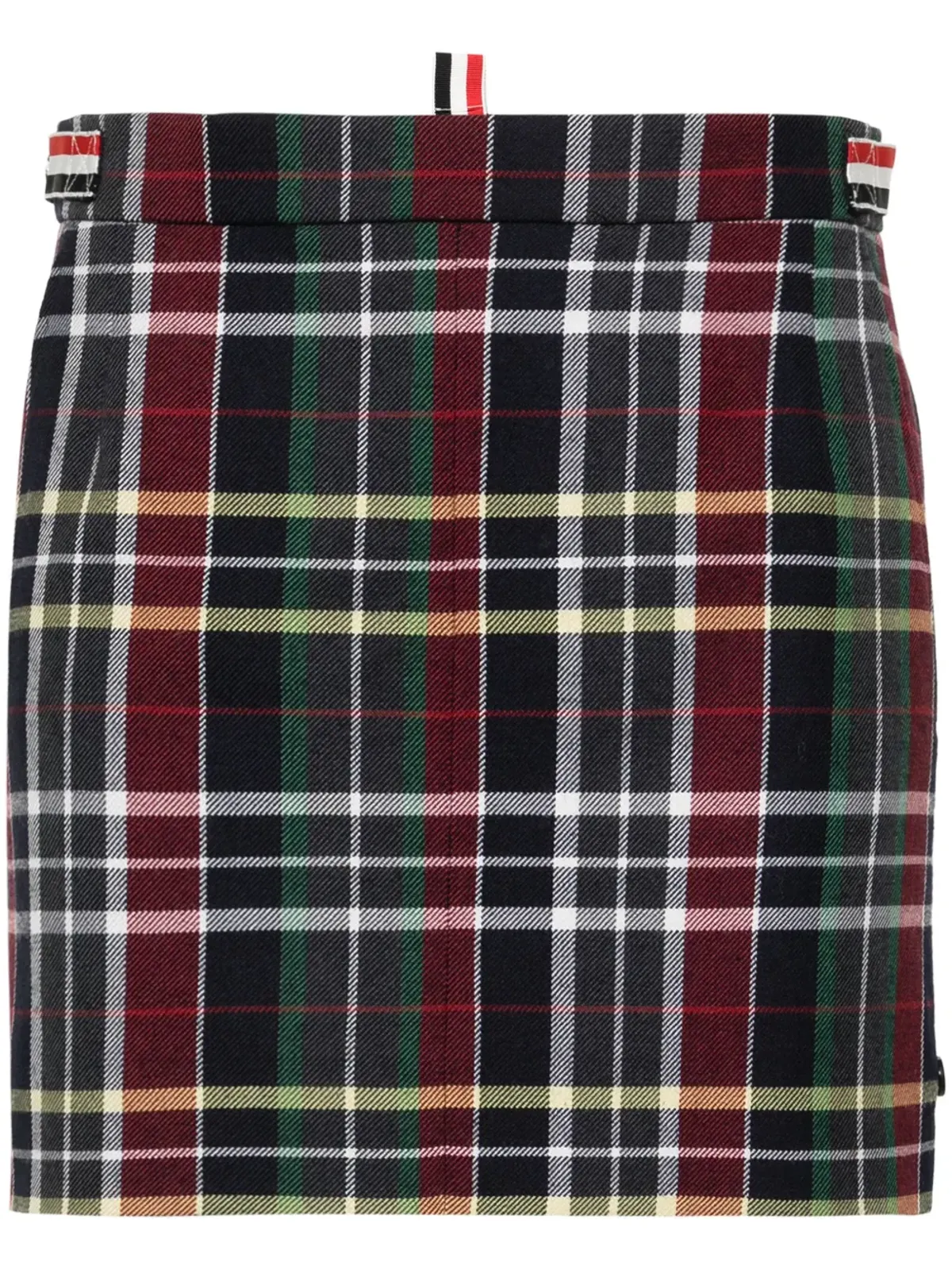 Thom Browne タータンチェック ウール ミニスカート ブルー - 画像1