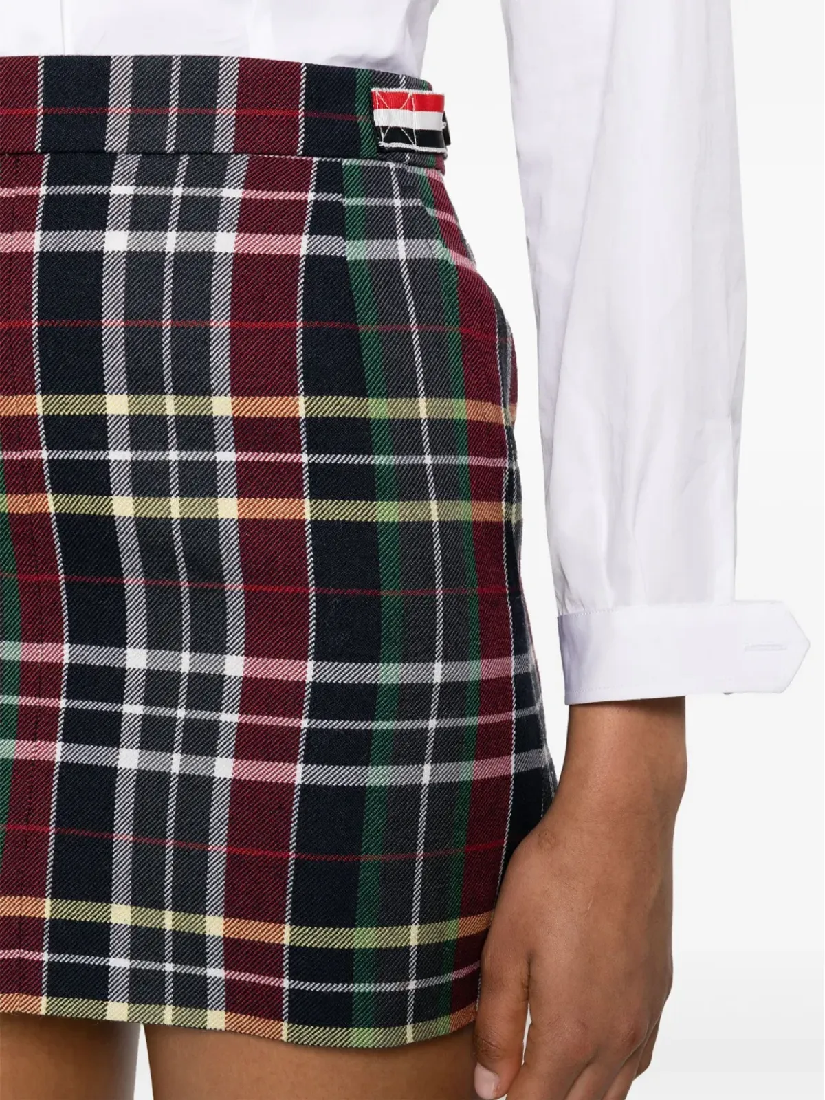 Thom Browne タータンチェック ウール ミニスカート ブルー - 画像5