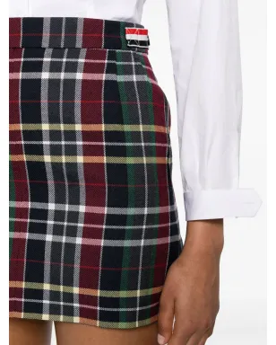 Thom Browne タータンチェック ウール ミニスカート ブルー - サムネイル5