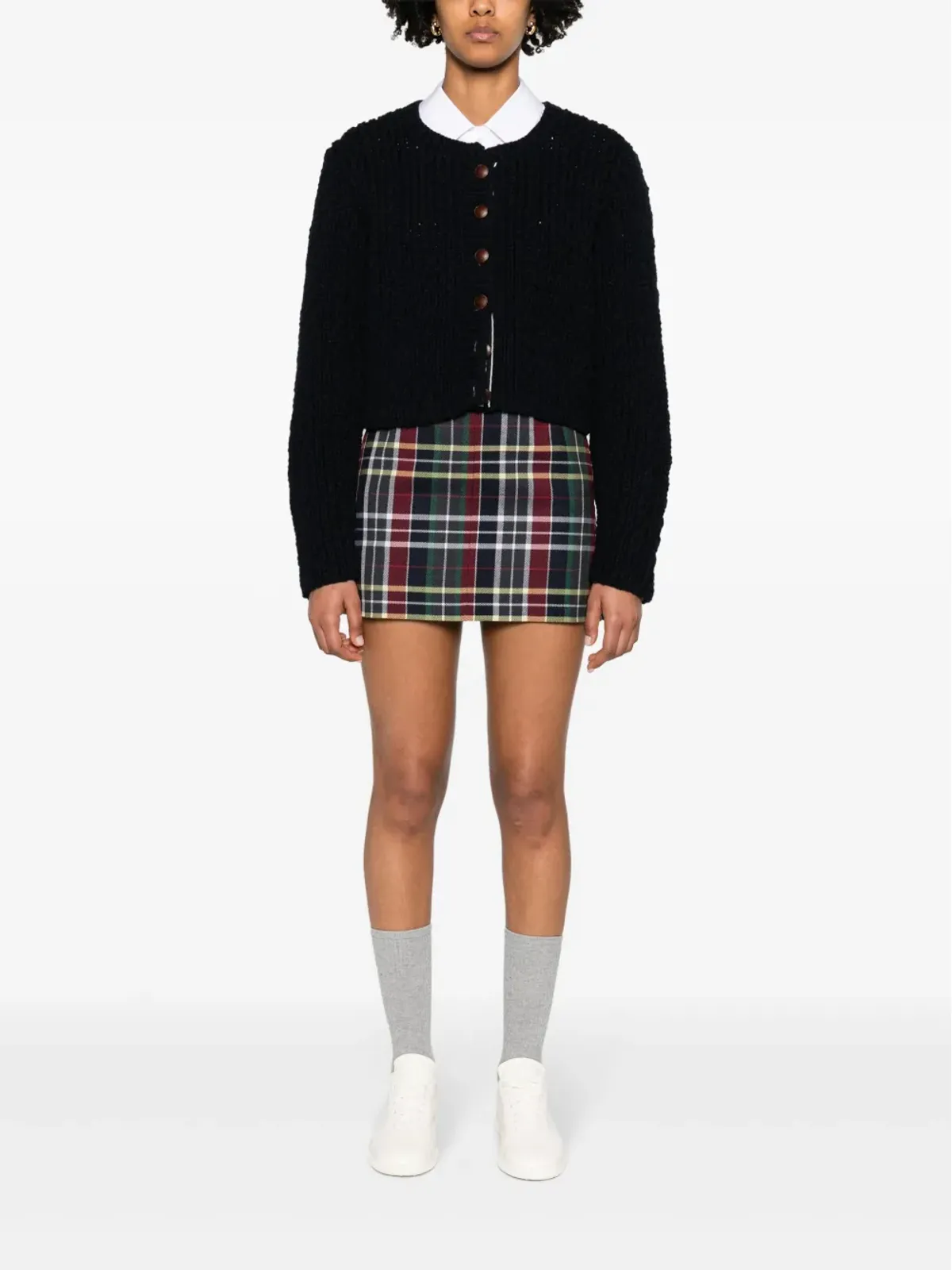 Thom Browne タータンチェック ウール ミニスカート ブルー - 画像2