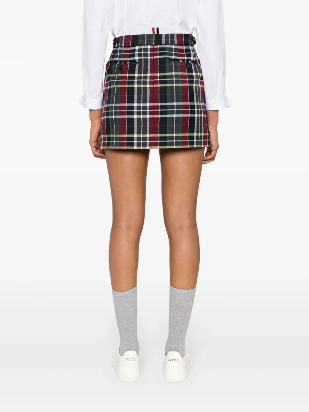 Thom Browne タータンチェック ウール ミニスカート ブルー - 画像4