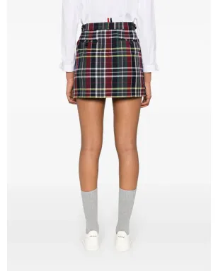 Thom Browne タータンチェック ウール ミニスカート ブルー - サムネイル4