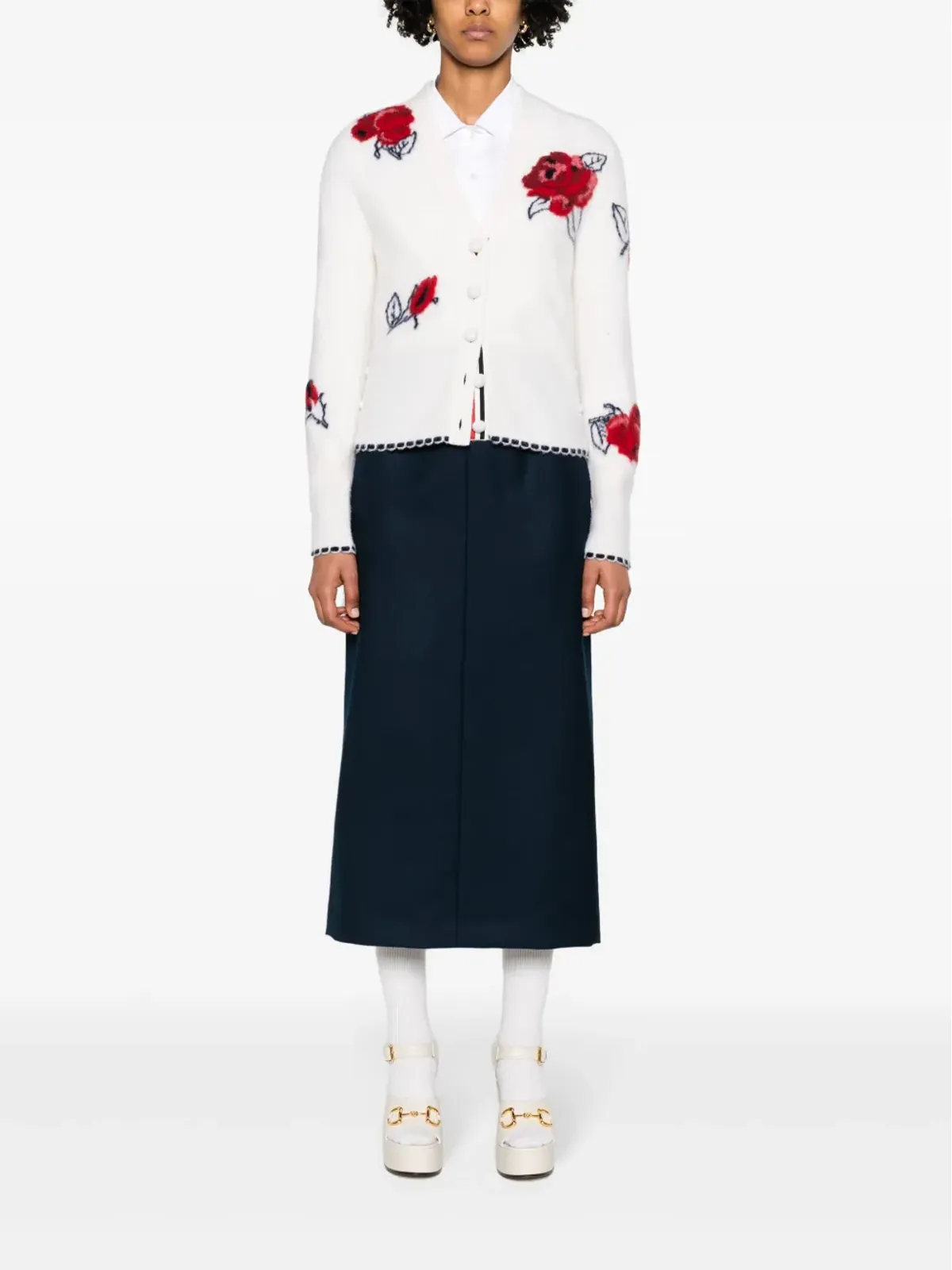 Thom Browne ハイウエスト ウール ミディスカート - ブルー - 画像2