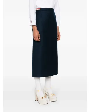 Thom Browne ハイウエスト ウール ミディスカート - ブルー - サムネイル3