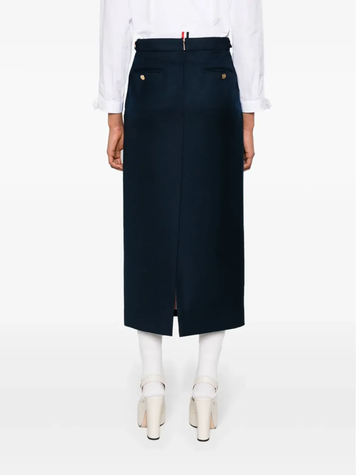 Thom Browne ハイウエスト ウール ミディスカート - ブルー - 画像4