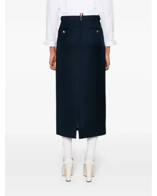 Thom Browne ハイウエスト ウール ミディスカート - ブルー - サムネイル4