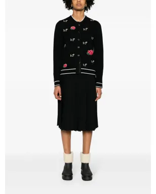 Thom Browne ヘクター・アンド・ローズ刺繍入り ウール カーディガン ブラック - サムネイル2