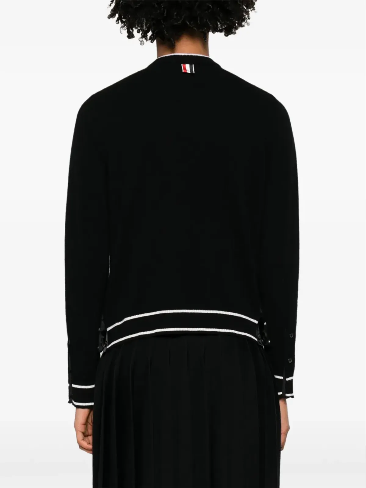 Thom Browne ヘクター・アンド・ローズ刺繍入り ウール カーディガン ブラック - 画像4