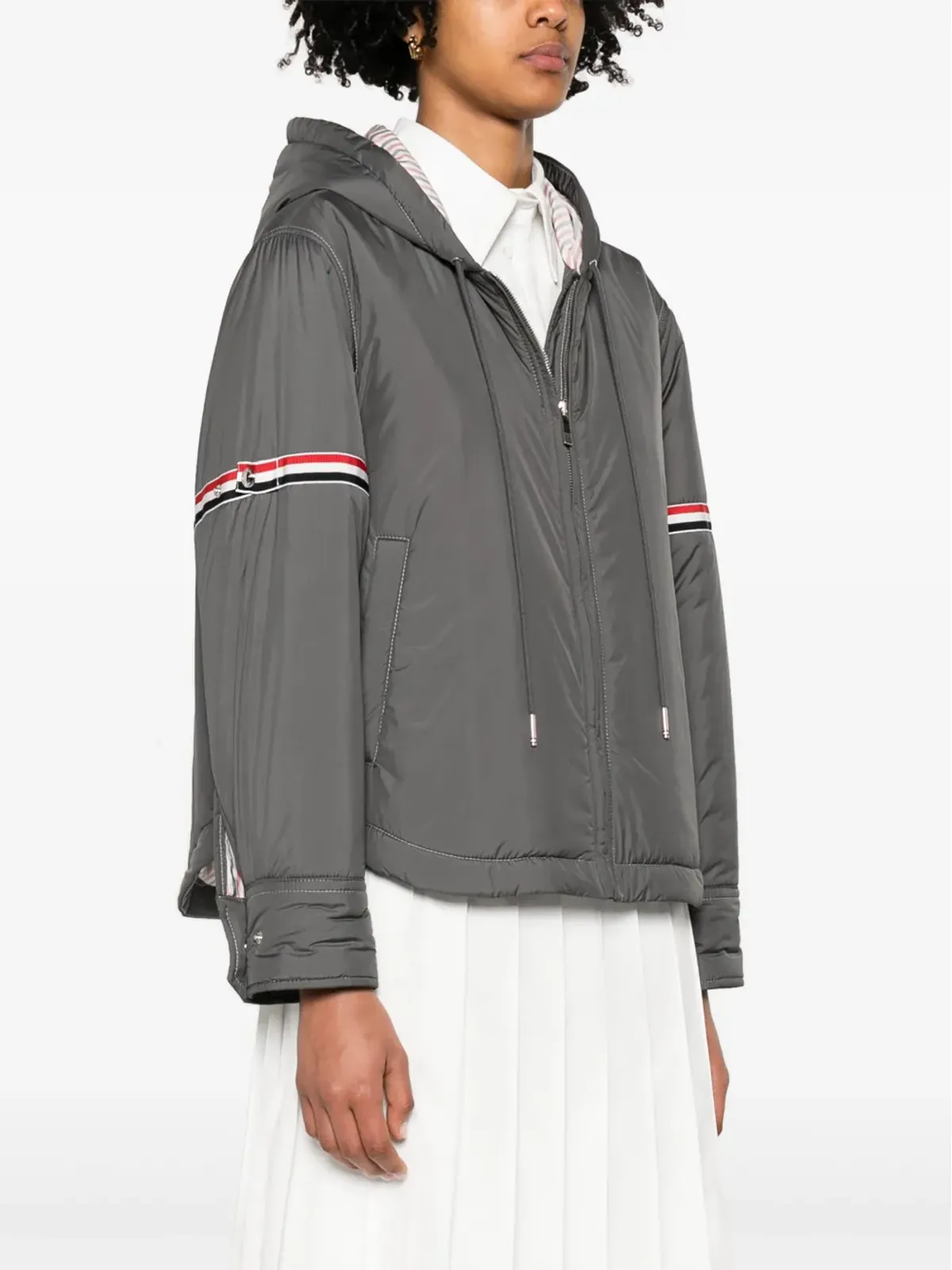 Thom Browne RWB ダウンフードジャケット - グレー - 画像3