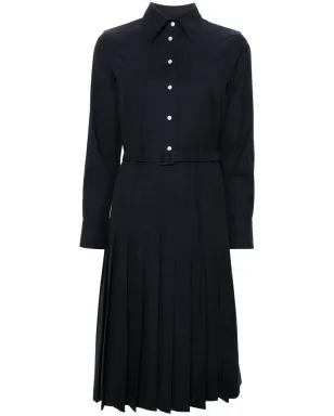 Thom Browne プリーツフランネルミディシャツドレス - ネイビーブルー - サムネイル1