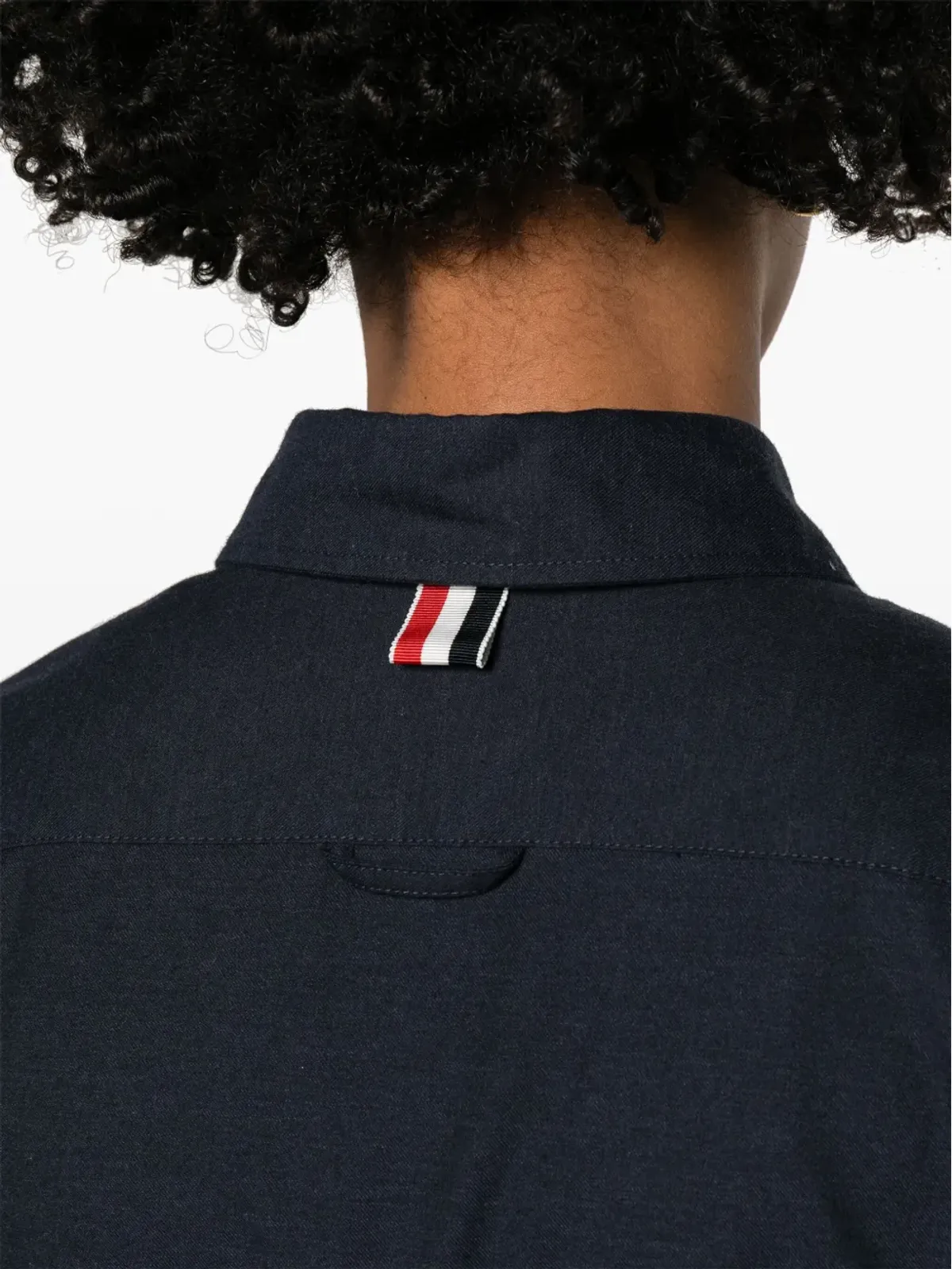 Thom Browne プリーツフランネルミディシャツドレス - ネイビーブルー - 画像5