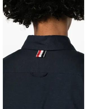 Thom Browne プリーツフランネルミディシャツドレス - ネイビーブルー - サムネイル5