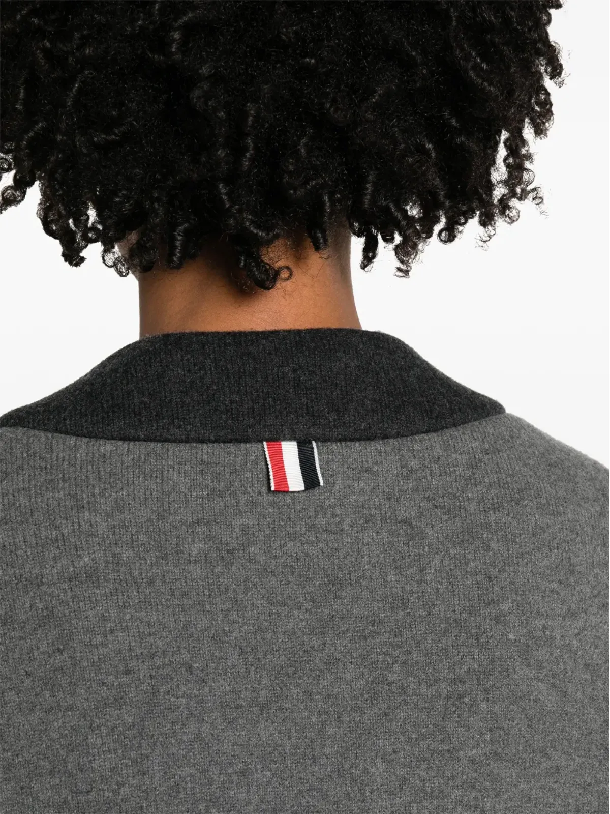 Thom Browne コントラスト トリム ウール混紡 カーディコート - グレー - 画像5