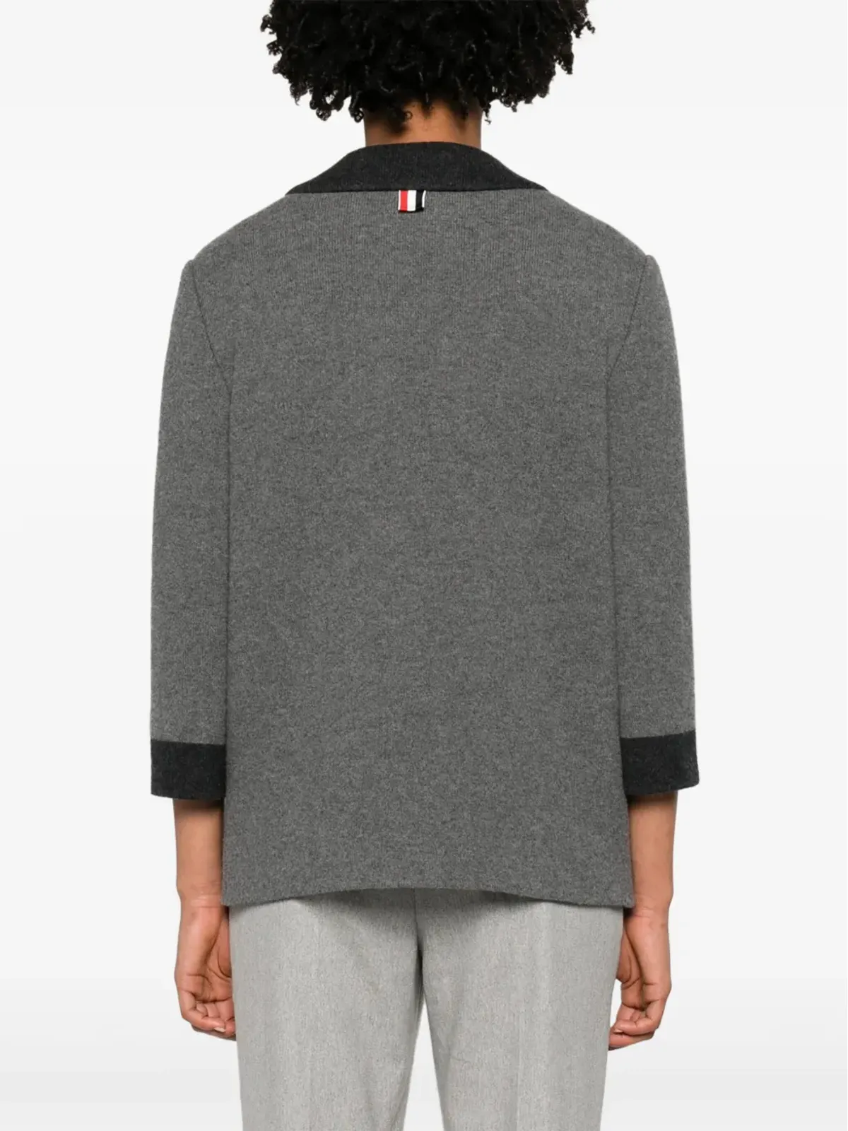 Thom Browne コントラスト トリム ウール混紡 カーディコート - グレー - 画像4
