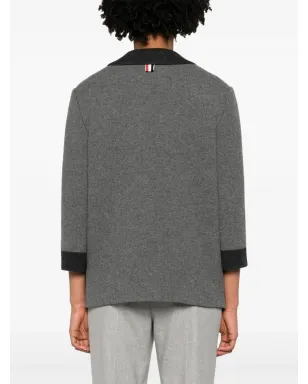 Thom Browne コントラスト トリム ウール混紡 カーディコート - グレー - サムネイル4