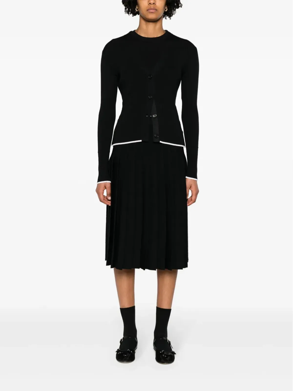 Thom Browne プリーツ入りニットミディスカート - ブラック - 画像2