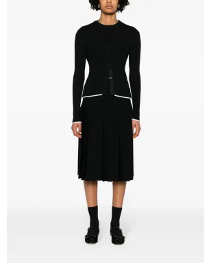 Thom Browne プリーツ入りニットミディスカート - ブラック - サムネイル2
