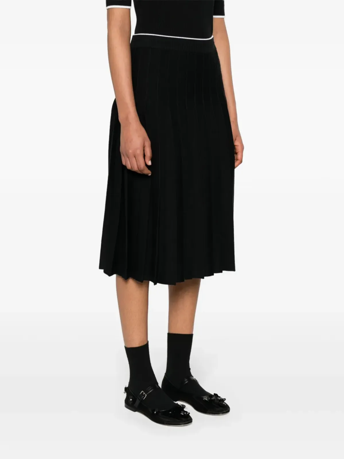 Thom Browne プリーツ入りニットミディスカート - ブラック - 画像3