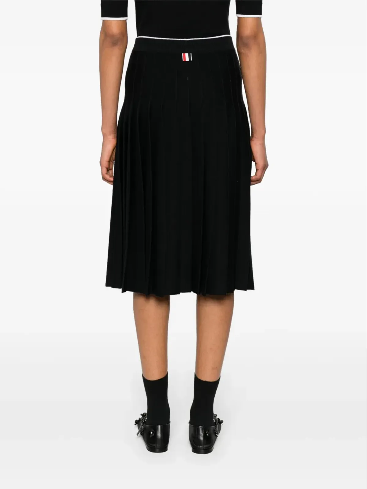 Thom Browne プリーツ入りニットミディスカート - ブラック - 画像4