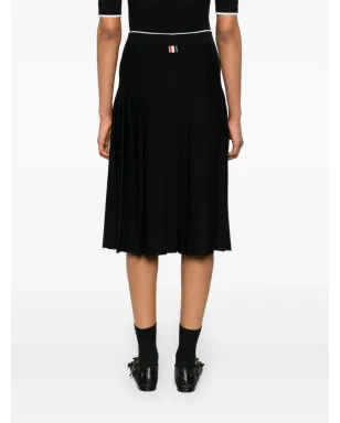 Thom Browne プリーツ入りニットミディスカート - ブラック - サムネイル4
