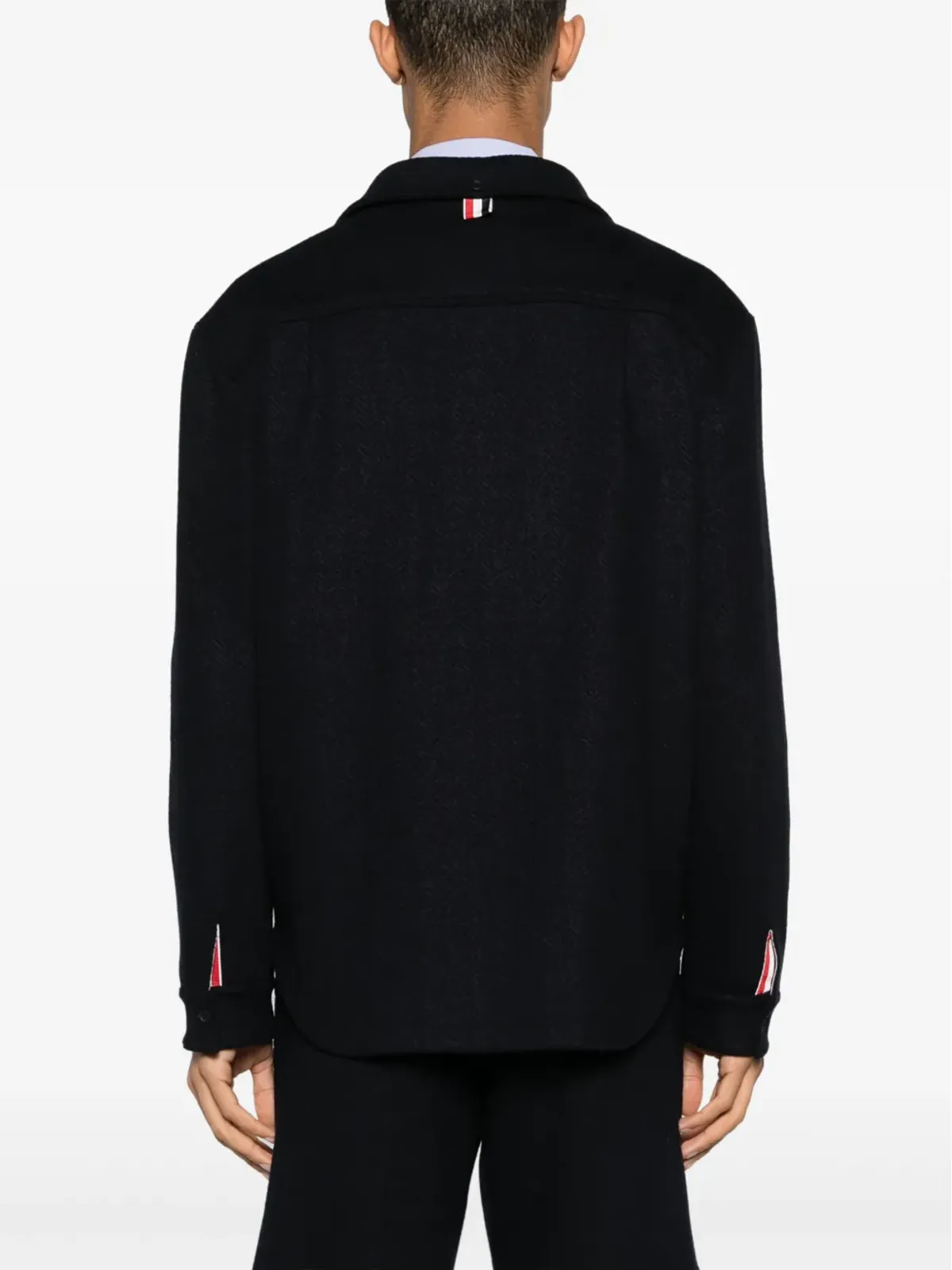 Thom Browne ヘリンボーン コットン オーバーシャツ ブルー - 画像4