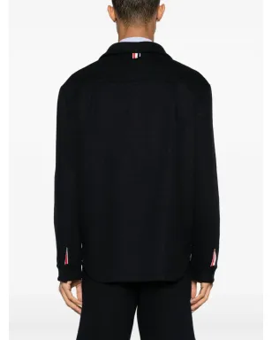 Thom Browne ヘリンボーン コットン オーバーシャツ ブルー - サムネイル4