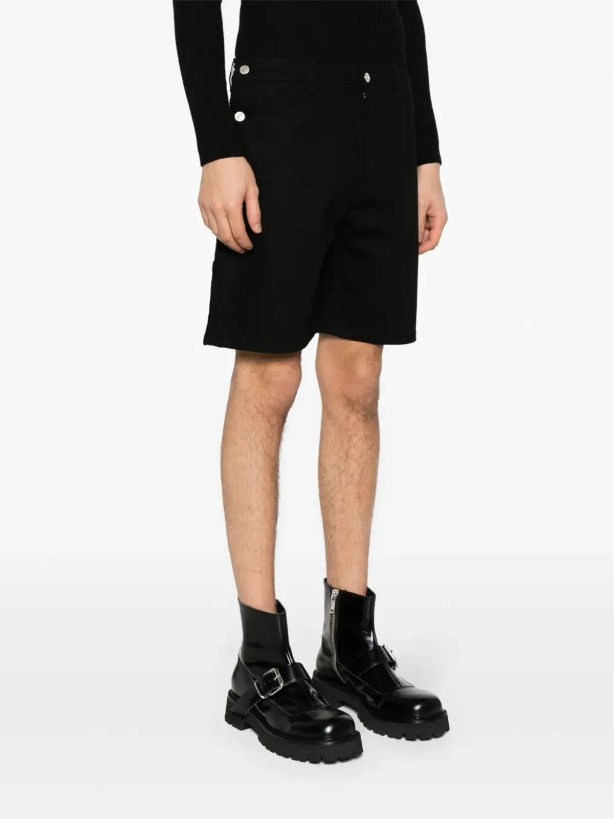 Courrèges Sailor strap-detailed denim shorts - Black - 画像3